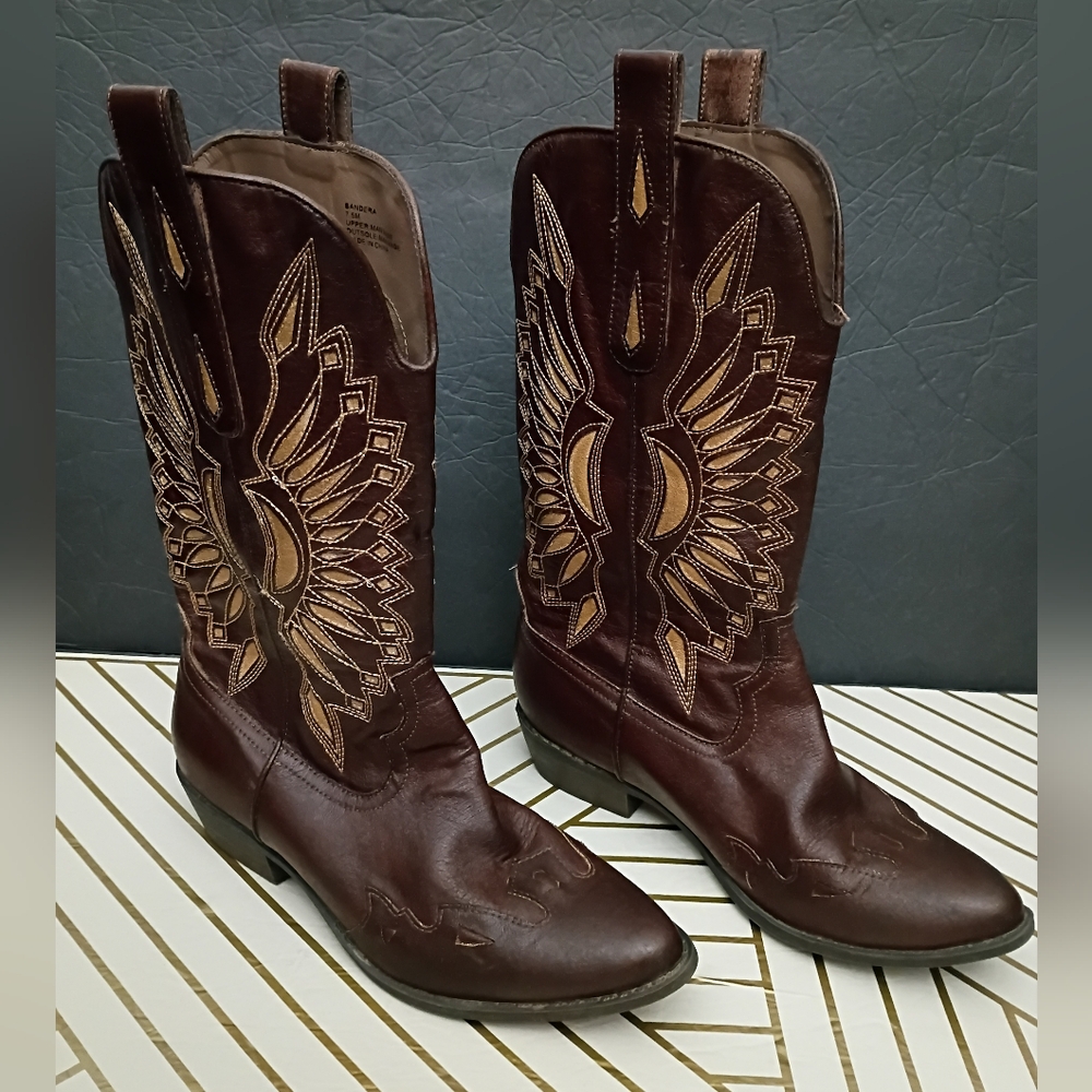 Coconuts by Matisse Dark Brown Embroidered Heeled Boots - Picture 6 of 12